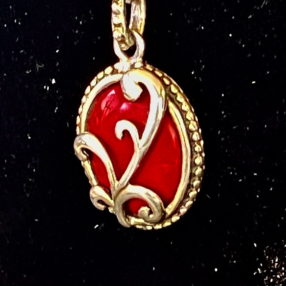 Vintage Sterling Silver & Red Coral Handmade Pendant